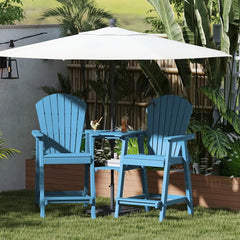 Tall Adirondack Chairs Set of 2,Recycled Poly Balcony Chair with Double Connecting Tray Patio Stools Weather Resistant