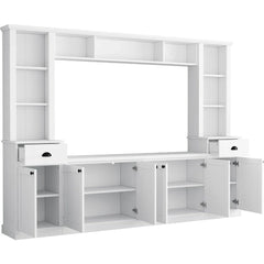 Entertainment Wall Unit Set with Bridge,  TV Stand Console Table with Adjustable Shelves for TVs Up to 75”, Large Media Console