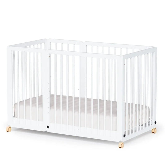 8-in-1 Convertible Crib with 2 Mattress, Convert to Bassinet, Mid Crib, Full Size Baby Cribs