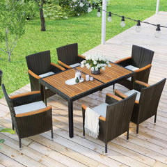 7 Piece Patio Dining Table Set, All-Weather Outdoor Furniture Set with Dining Table and Chairs for Garden, Backyard