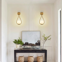 19" Set of 2 Modern Golden Wall Sconces with Opal Glass Globe, Mid-Century Design, Luxury Wall Lights for Bedroom(No Bulb)