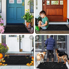 Front Door Mat Outside Entrance, Heavy Duty Sturdy Natural Rubber Doormat, Trap Dirt and Moisture, Easy Clean Low Profile
