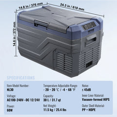 SucceBuy Car Refrigerator  12 Volt Car Refrigerator Fridge  37 L -4℉-68℉ 12/24V DC and 100-240V AC for Outdoor Camping and RV