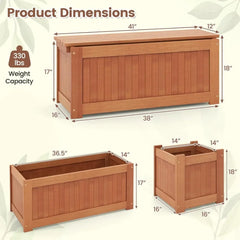 Outdoor Bench  Wood Raised Garden Bed with Open Base, Weather-Resistant Deep Planter Boxes for Flowers Fruit Vegetable