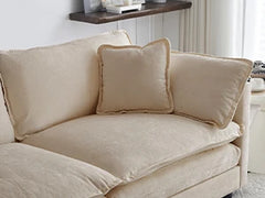 Deep Seat Sectional Sofa, 76.7" Comfy Cloud Couch loveseat with Ottoman, Modern Chenille Upholstered Modular Sofa L Shaped Couch