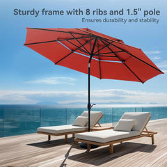 10ft Patio Umbrellas, Outdoor 3 Tier Vented Large Market Table Umbrella with 8 Sturdy Ribs and 1.5" Umbrellla Pole