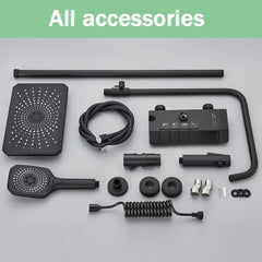Rozin Black Smart Digital Display Shower Faucet Set Piano Style Rainlfall Bathroom System Grey Digital Mixer Tap Bidet Shower