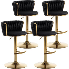 Bar Stools Set of 4, Counter Height Bar Stools with Low Back, Gold Swivel Bar Stools for Kitchen Island, Bar Pub Stools