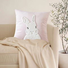 2Pcs Easter Rabbits Throw Pillow Cover 45x45cm Bunny Soft Cushion Case Plush Rabbit Embroidered Pillowcase for Sofa Home Decorat
