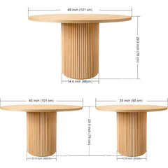 Modern Round Pedestal Dining Table – 47” Farmhouse Kitchen Table with Solid Wood Base