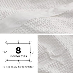 Cotton Duvet Cover King - 100% Cotton Waffle Weave Coconut White Duvet Cover King Size, GentleSoft™ and Breathable Bedding Set