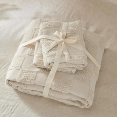Boho Duvet Cover King Size - Checkered King Duvet Cover Set for All Seasons, 3 Pieces Soft Shabby Chic Embroidery Boho Bedding