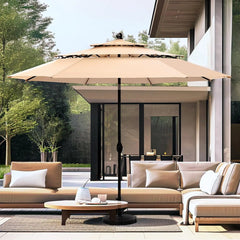 10ft Patio Umbrellas, Outdoor 3 Tier Vented Large Market Table Umbrella with 8 Sturdy Ribs and 1.5" Umbrellla Pole