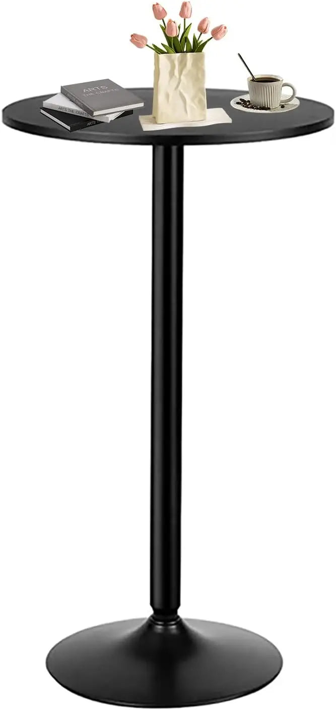 Bar Table, Round Cocktail Table Modern Style Standing Circular Bistro Table Suitable for Pub,Restaurant Black Set