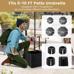 2-in-1 Outdoor Umbrella Base Planter w/Flower Box 4 Rolling Wheels 88 LBS Capacity