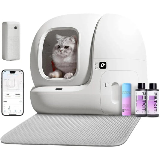Self Cleaning Cat Litter Box PuraMax Cat Litter Box for Multiple Cats App Control/xSecure/Odor Removal Automatic Cat Litter Box