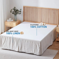 Simple&Opulence Premium 100% Linen Bed Skirt Basic Style 18 inch Tailored Drop Dust Proof Easy Fit Breathable Bedspreads Bed