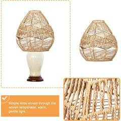 1Pc Woven Rattan Pendant Lamp Chandelier Cover Hemp Rope Lampshade Wicker Pendant Light Shade for Livingroom