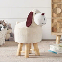 Velvet Cow-Shaped Ottoman – Cute Footstool with Cushioned Seat for Playroom & Porch