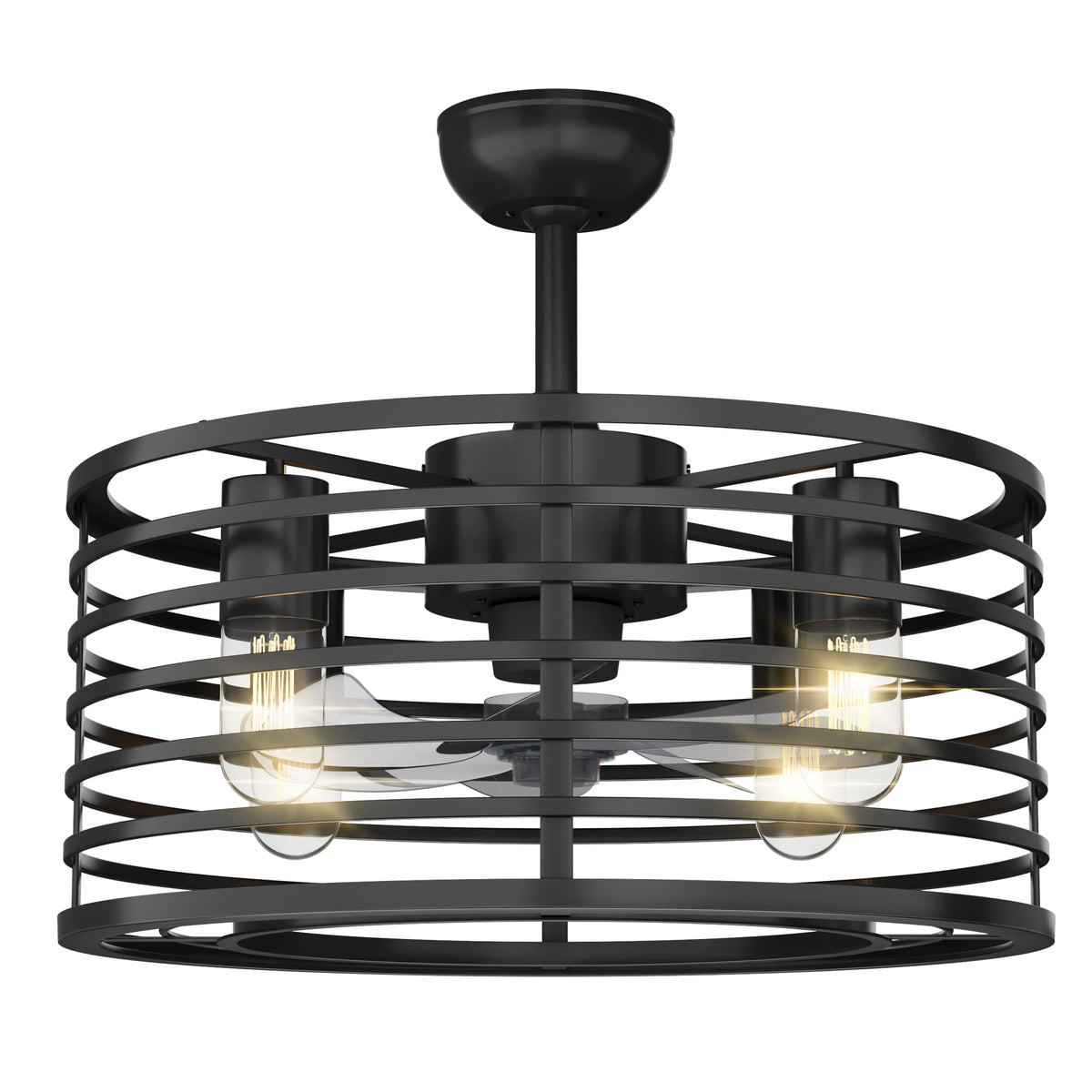 18-inch Caged Ceiling Fan with Light,Low Profile Ceiling Fan with Remote Control and Reversible Blades for Kitchen and Bedroom