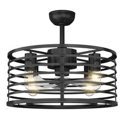 18-inch Caged Ceiling Fan with Light,Low Profile Ceiling Fan with Remote Control and Reversible Blades for Kitchen and Bedroom