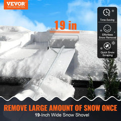 Snow Roof Rake, 30ft Reach Aluminium Roof Shovel with Slide Cloth, Premium 19" Blade Snow Removal Tool, Safe on Roof