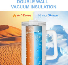40 oz Sublimation Tumbler with Handle and Straw Keeps Cold for 34 Hours 8 Pack Stainless Steel Double Wall Vacuum Insulated Mugs
