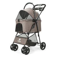 Wedyvko Luxury Detachable Pet Stroller Light Cup Holder Design Four-wheeled Universal Wheel Dog Cart Outdoor Travel Carrying Bag
