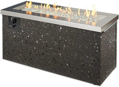Outdoor Propane Fire Pit Table-Key Largo Gas Fire Pits for Outside Patio - 48 Inch Rectangular Stainless Steel Firepit Fires