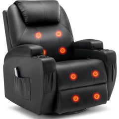 Recliner Chair, Rocking Chair with Massage and Heat, 360° Swivel Recliner Chairs, Rocker Manual Recliner with Remote Control
