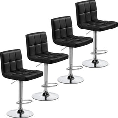 Bar Stools Set of 4, PU Leather Swivel Barstools, Height Adjustable Counter Chairs, Modern Stools with Back for Bar Kitchen