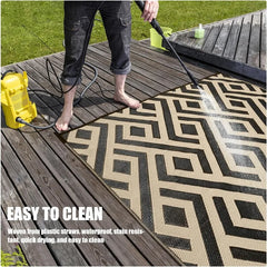 Outdoor Rug Waterproof 8x10 Ft, Foldable Outdoor Plastic Straw Rug, UV Reversible Patio Rug Decor