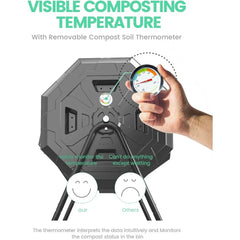Tumbling Composter with Compost Thermometer - Dual Chamber Garden Compost Bin(43 Gal, Green)