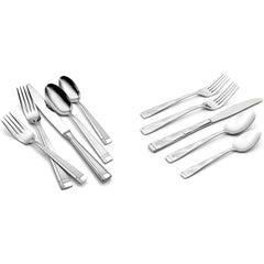 Oneida 45 Piece Amsterdam Everyday Flatware, Service for 8, 18/0 Stainless Steel, Silverware Set, Dishwasher Safe, Multi
