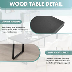 70.86” Modern Wood Dining Table for 6 – Rectangular Dinner Table with Metal Legs