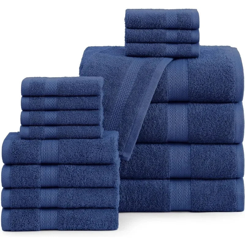 16 Piece Bath Towels - 100% Cotton Towels for Bathroom, Premium Quality Hotel Towels, Highly Soft & Absorbent
