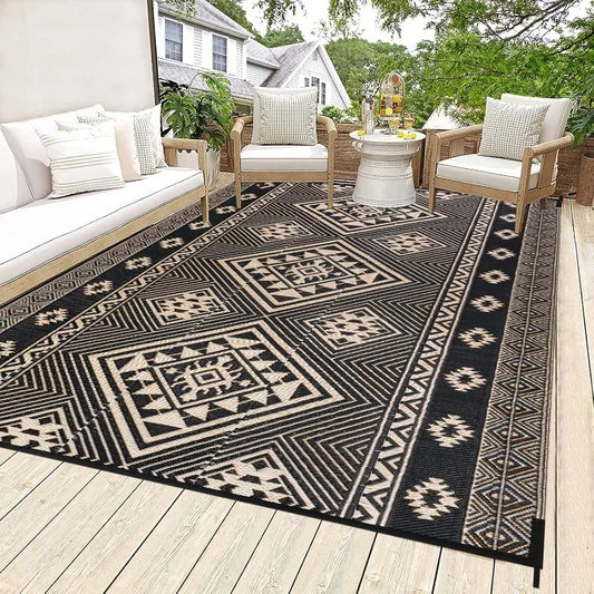 Outdoor Rug 5'x7' Outdoor Plastic Straw Rug Waterproof Patio Mat Camping Rug Reversible RV Mat Outdoor Area Rugs