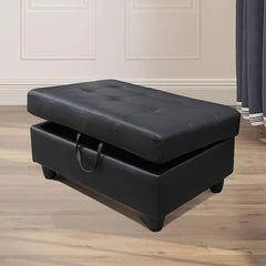 Large Faux Leather Ottoman Foot Rest Stool with Storage,35 in x 23 in x 18 in Stylish Storage Bench for Living Room