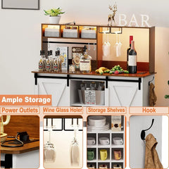 Coffee Bar Cabinet with Adjustable 20-Color LED Lights and 6.5FT Outlet, Kitchen Buffet Storage Cabinet, 47'' Sideboard Buffet