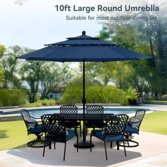 10ft Patio Umbrellas, Outdoor 3 Tier Vented Large Market Table Umbrella with 8 Sturdy Ribs and 1.5" Umbrellla Pole