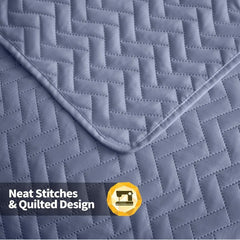 White Quilt Set Queen Size, Lightweight Bedspread Ultrasonic Chevron Pattern Light Coverlet for All Season Comforter Bedding