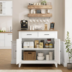 Kitchen Storage Cabinet with Drawers and Doors Floor Sideboard and Buffet Server Cabinet Entryway Console Cabinet