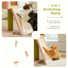 Flower Cat Tree, Multi-Level Cat Tower with Sisal Scratching Posts, Hammock, Ramp, Top Perch, Cat Condo for Indoor, Kitten Toys