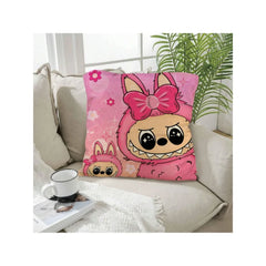 Funny Labubu Throw Pillow Cover, The Monsters Decorative Square Pillowcase Throw Cushion Case for Bedroom,Living Room,18x18 Inch