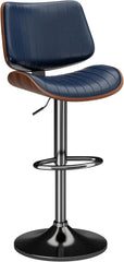 Swivel Bar Stools Set of 4, Adjustable Bentwood Barstools for Kitchen Counter, Modern PU Leather Upholstered Bar Chair