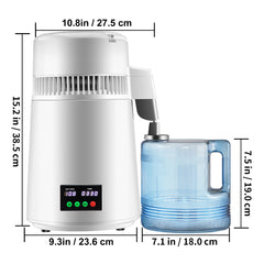 SucceBuy 4L Water Distiller Purifier Filter 1L/H Distilling Speed Dispenser Drinking Bottle Softener Touch Screen Home Appliance
