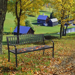 Outdoor Metal Bench Patio Bench with Built in Table Park Bench Garden , Outside Benches Weather Proof Front Porch