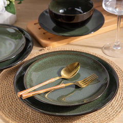 Ceramic Dinnerware ,Stoneware Plates and Bowls Sets,Handmade Reactive Glaze Dishes Set,Chip Resistant and Scratch (24PCS)