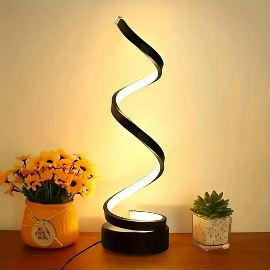 1pc spiral table lamp for bedroom, office, bedside table, bookshelf, living room, home decoration