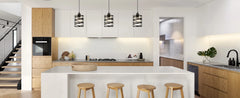3 PACK Black Farmhouse Pendant Lights Kitchen Island Decor, Modern Seeded Glass Over Sink Pendant Light Fixture